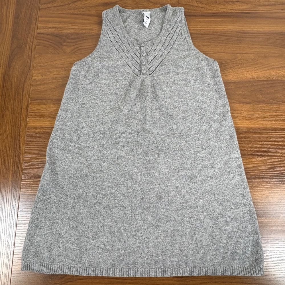 GAP Sweater Tunic Top A‎ Line Sleeveless Knit Gray Angora Rabbit Hair Blend M